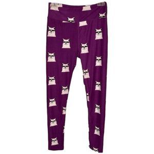 LuLaRoe Simply Comfortable Llama Alpaca Leggings -Purple/Black - OS (2-10)